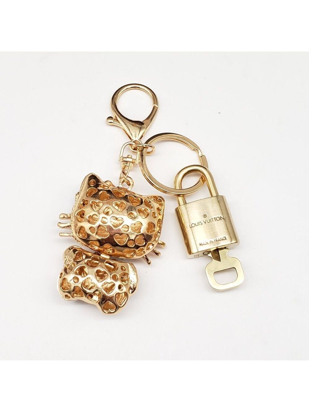Louis Vuitton Gold Padlock Key Keychain Hello Kitty Charm - Picture 4 of 7